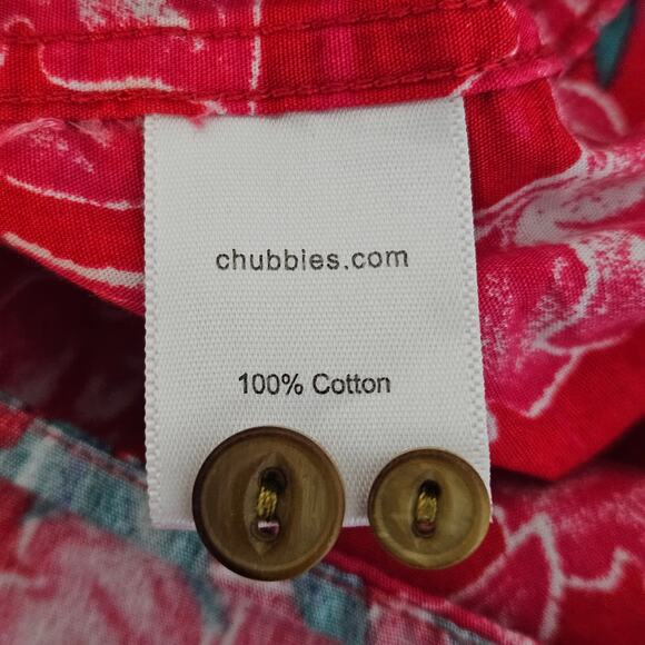Chubbies Pullover Button-Up Hawaiian Print Red Popover Shirt | Men's Medium - Picture 11 of 16